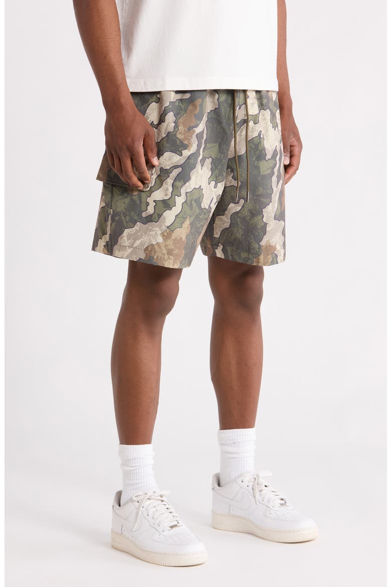 Camo Nylon Shorts, Alternate, color, GREEN/ RED