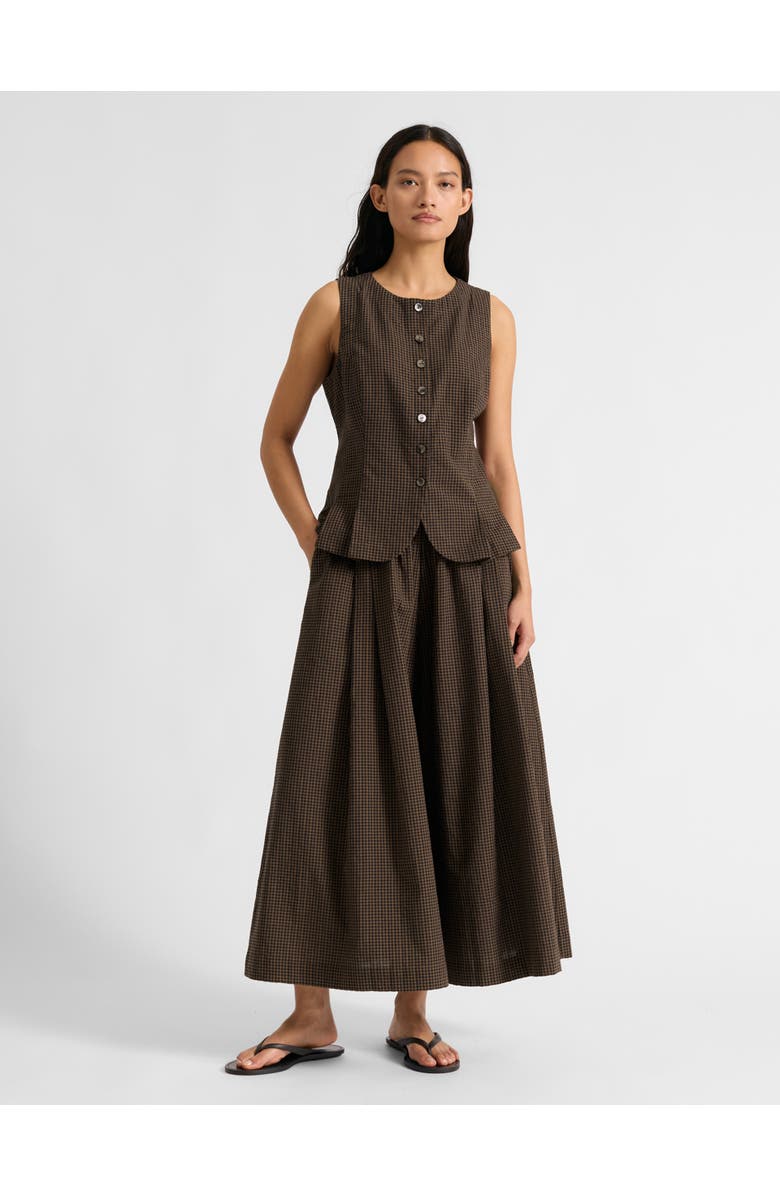 Albaray Gingham Waistcoat, Alternate, color, Chocolate