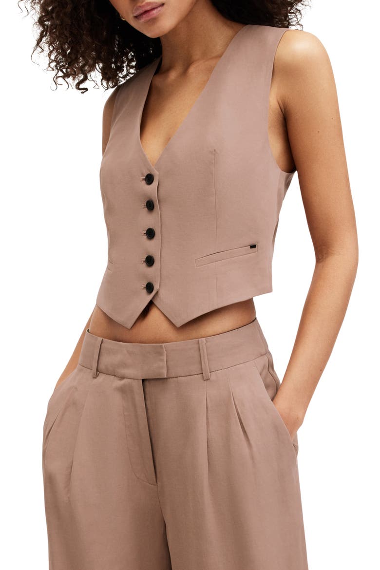 Deri Lyn Crop Vest, Alternate, color, DOE BROWN