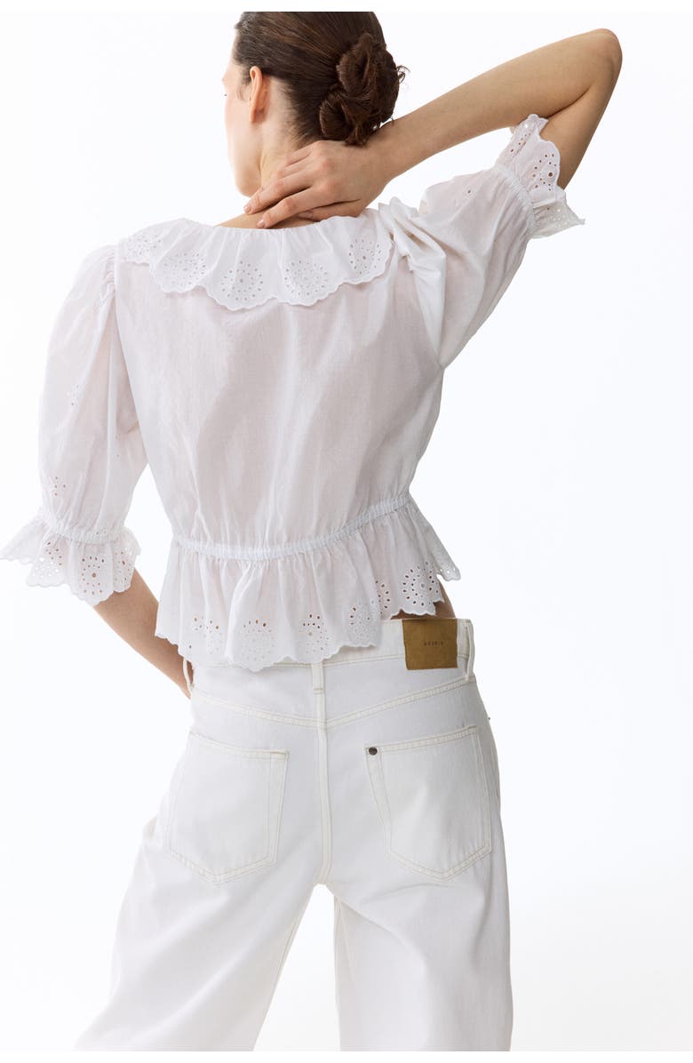 H&M Broderie Anglaise Cotton Blouse, Alternate, color, White