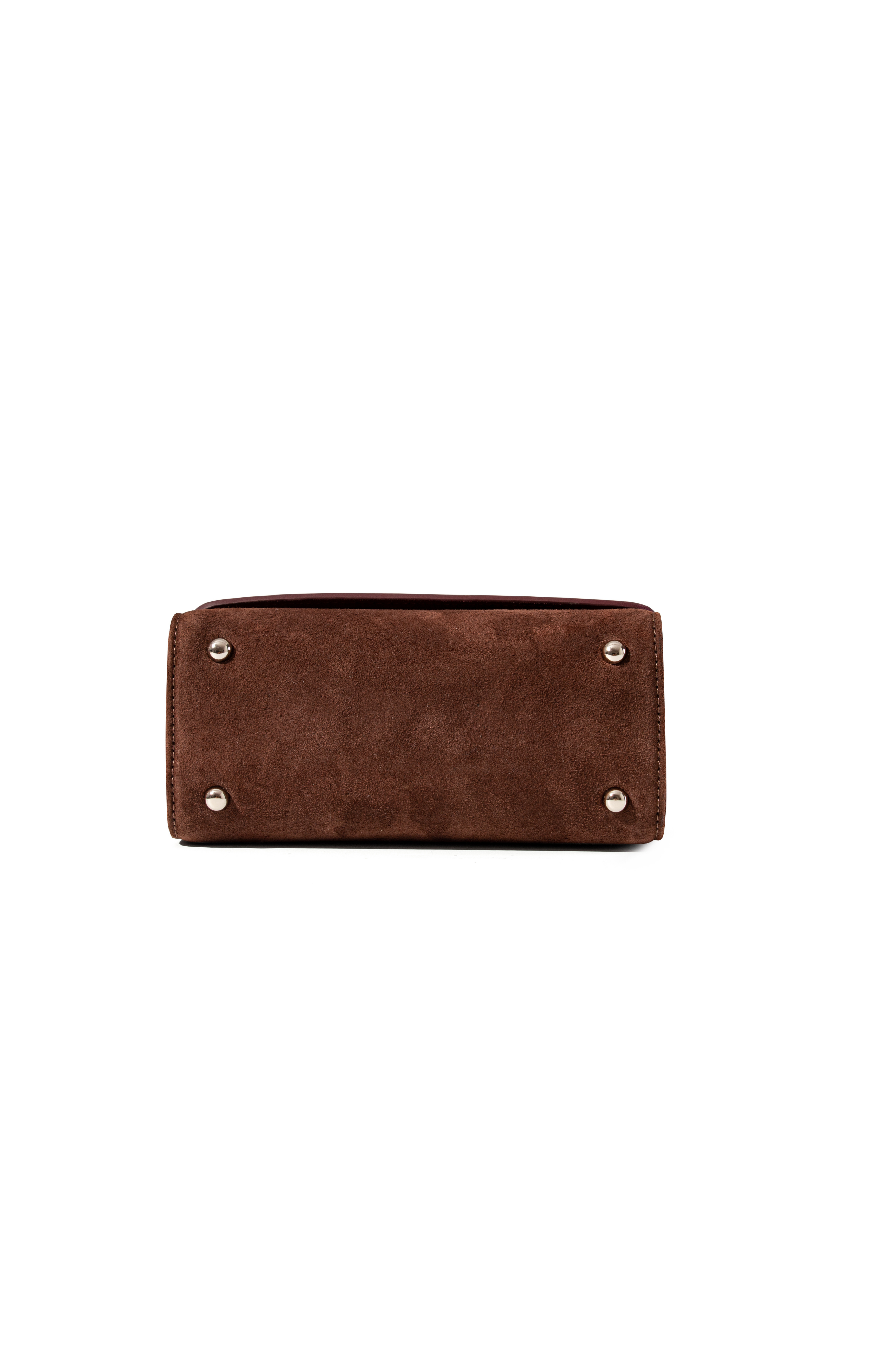 LILI Suede and Patent Leather Top Handle Mini Bag, Alternate, color, Mulberry