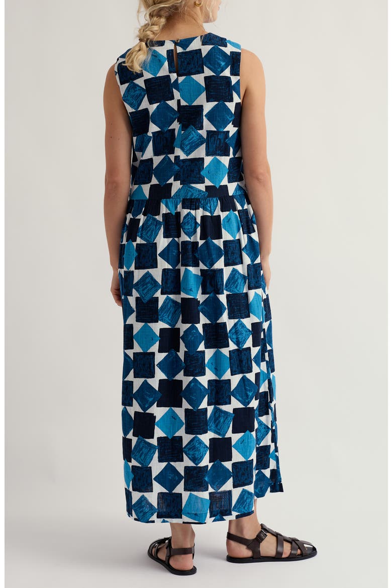 Brouse Geo Print Sleeveless Organic Cotton Midi Dress, Alternate, color, TUMBLED BLOCKS MARITIME