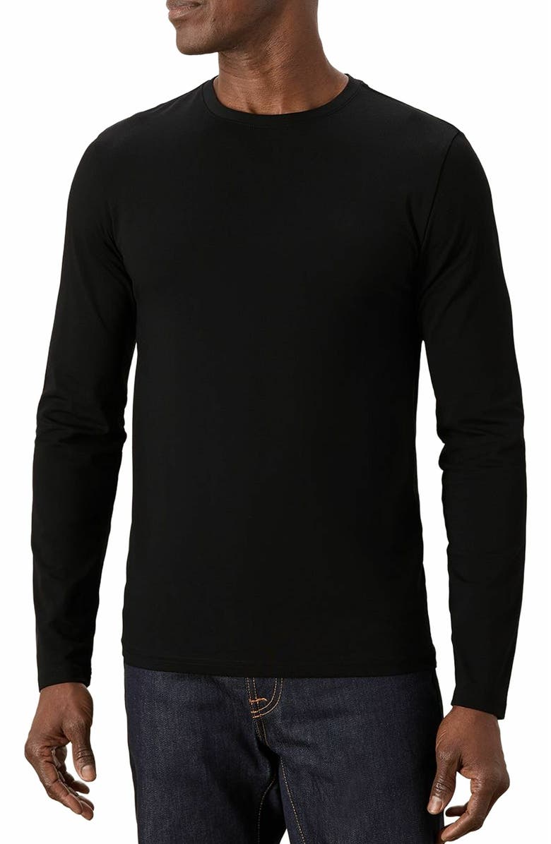 Pact Organic Cotton Luxe Stretch Jersey Slim Long Sleeve Tee, Alternate, color, Black