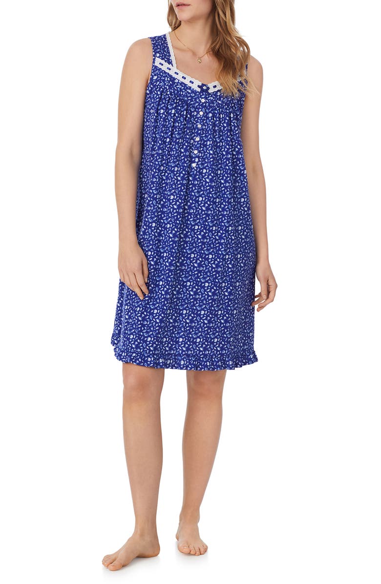 Eileen West Sleeveless Cotton Jersey Short Nightgown, Alternate, color,