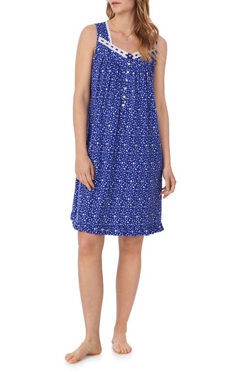 Eileen West Dainty Sleeveless Short Chemise In Navy/print