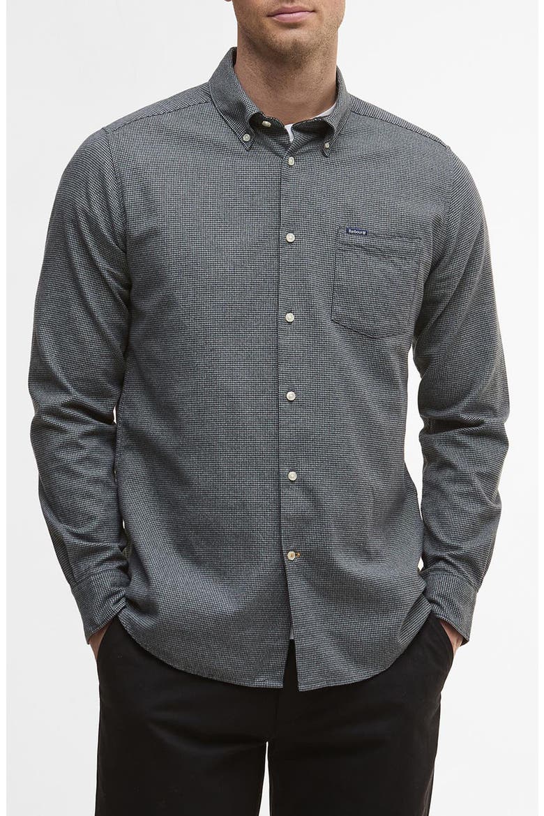 Turner Houndstooth Button-Down Shirt, Main, color, GREY MARL