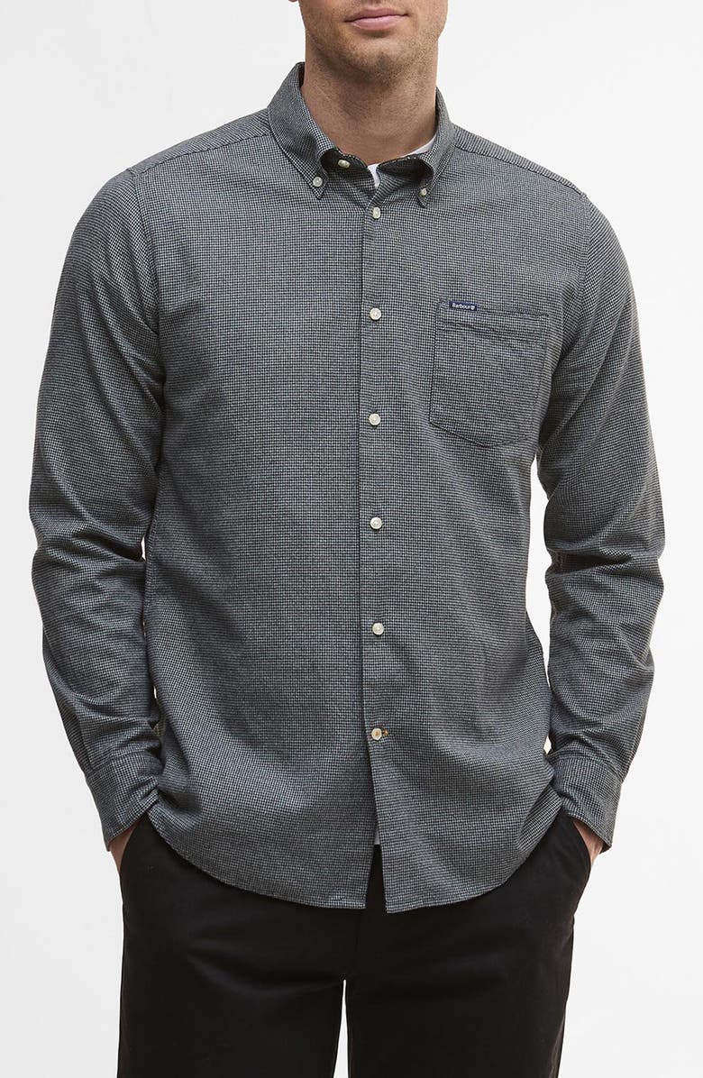 Barbour Turner Houndstooth Button-Down Shirt, Main, color, Grey Marl