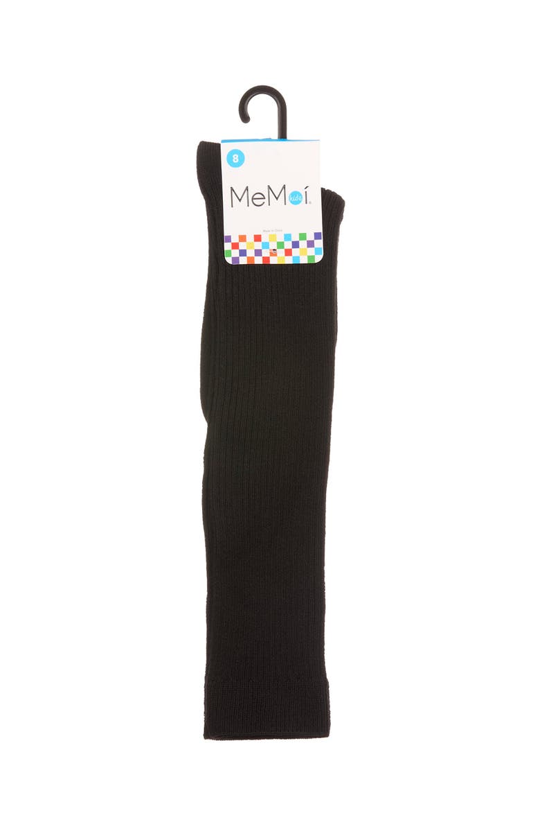 MeMoi Thin Ribbed Girls Cotton Blend Knee High Sock, Alternate, color, Black