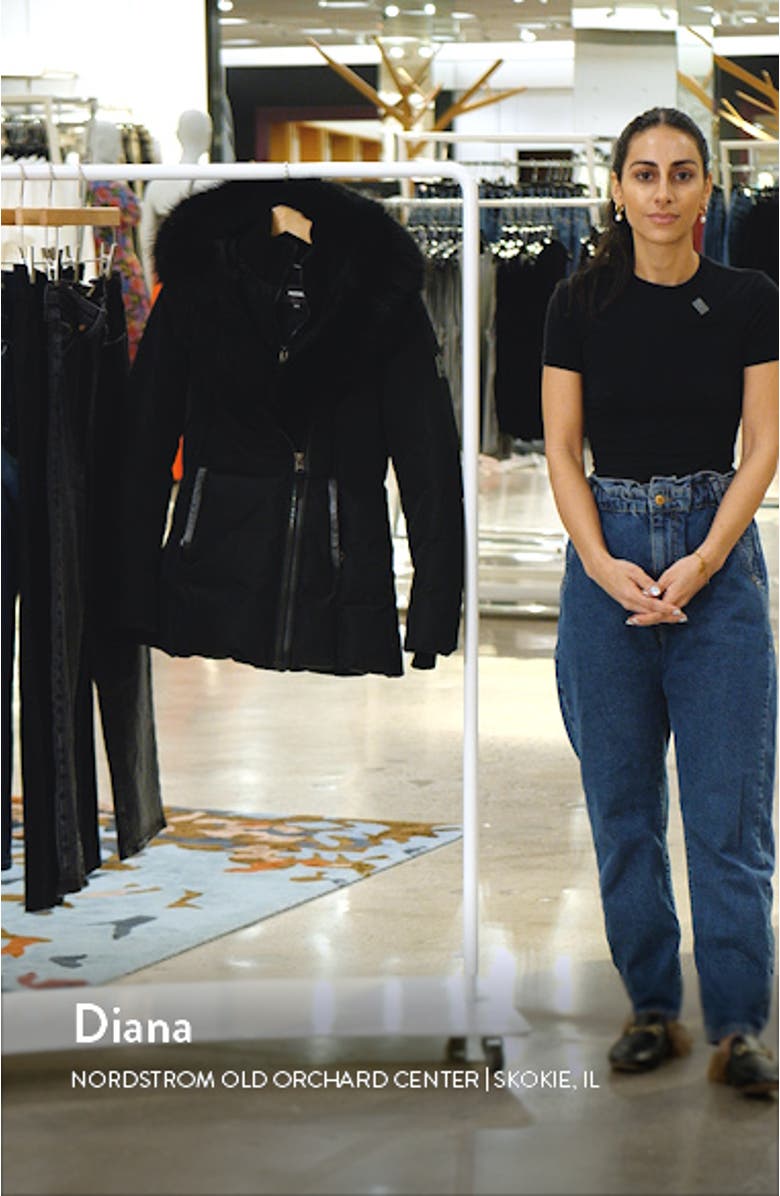 Adali Genuine Shearling Trim Down Jacket, sales video thumbnail