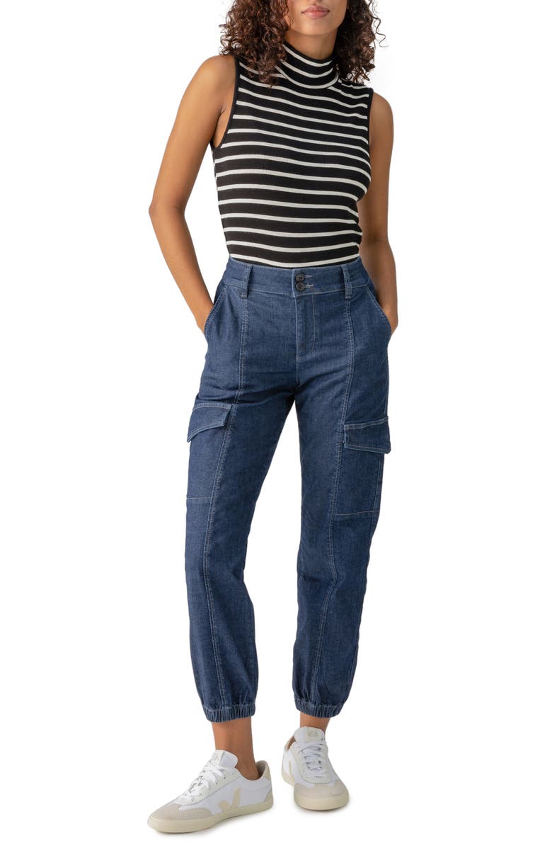 Sanctuary Essential Stripe Sleeveless Mock Neck Knit Top, Alternate, color, 