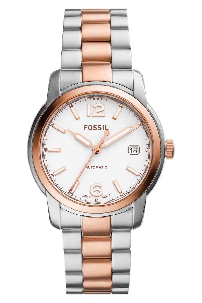 Heritage Bracelet Watch, 38mm, Main, color, TWO-TONE ROSE/ SILVER