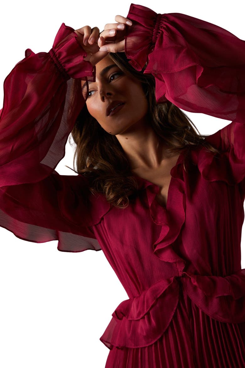 Soft Chiffon Frill Jumpsuit, Alternate, color, Berry