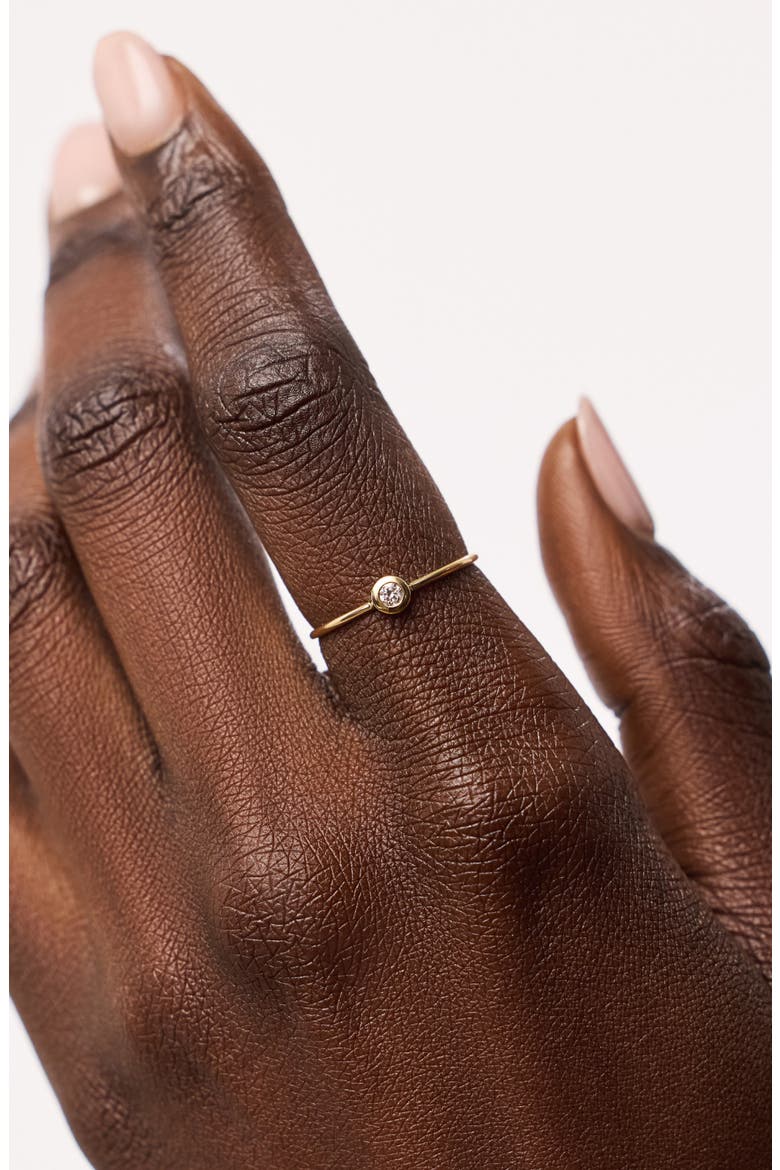 Solid Yellow Gold - Solo Diamond Stacking Ring, Alternate, color, Gold