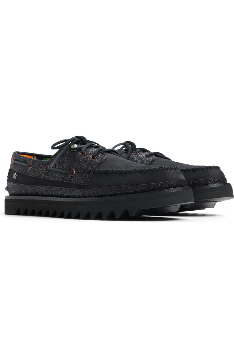Sperry Authentic Original<sup>™</sup> 3-Eye Lug Sole Boat Shoe, Main, color, Black