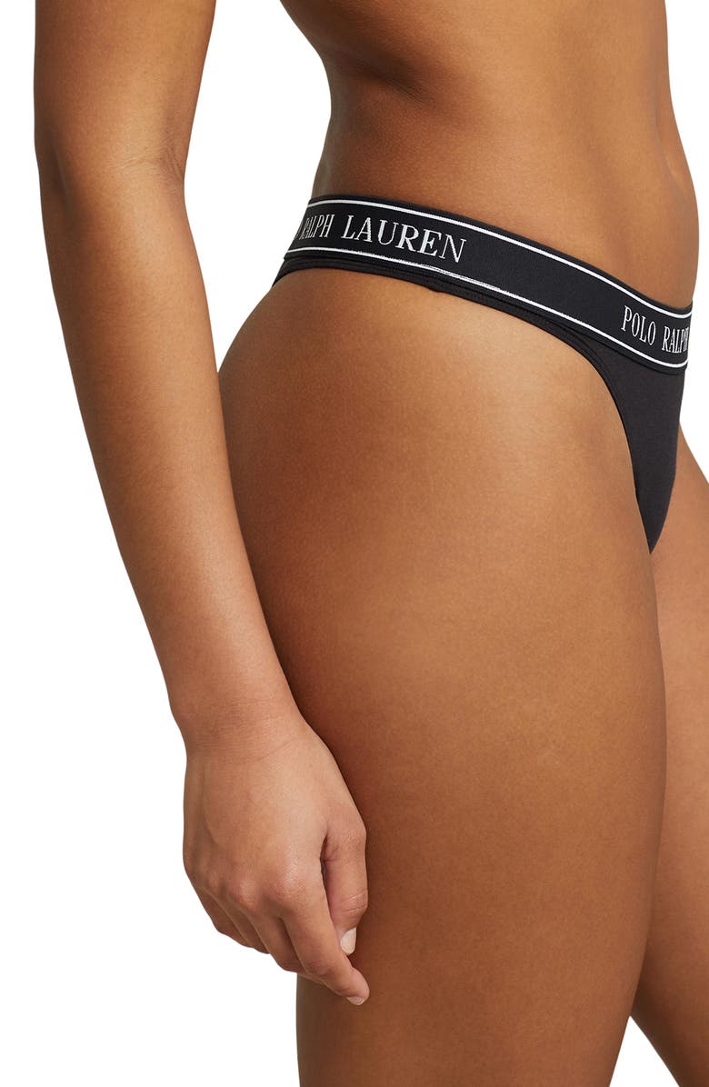 Polo Ralph Lauren Mid Rise Cotton Blend Thong, Alternate, color,