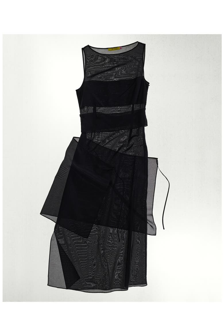 Semi-Sheer Paneled Overlay Dress, Alternate, color, BLACK