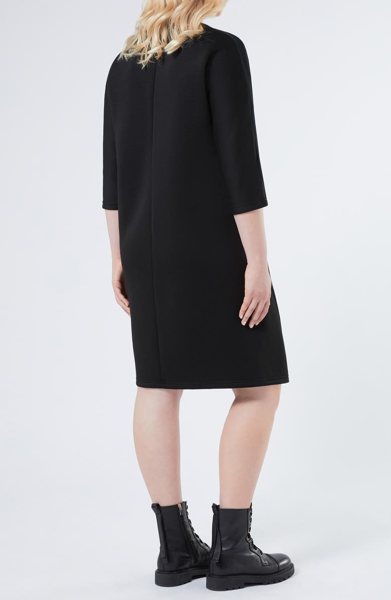 Marina Rinaldi Martin Mesh Detail Scuba Jersey Dress, Alternate, color, Black