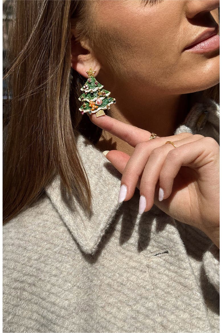 Oh Glitzmas Tree Crystal Statement Earrings, Alternate, color, MULTI