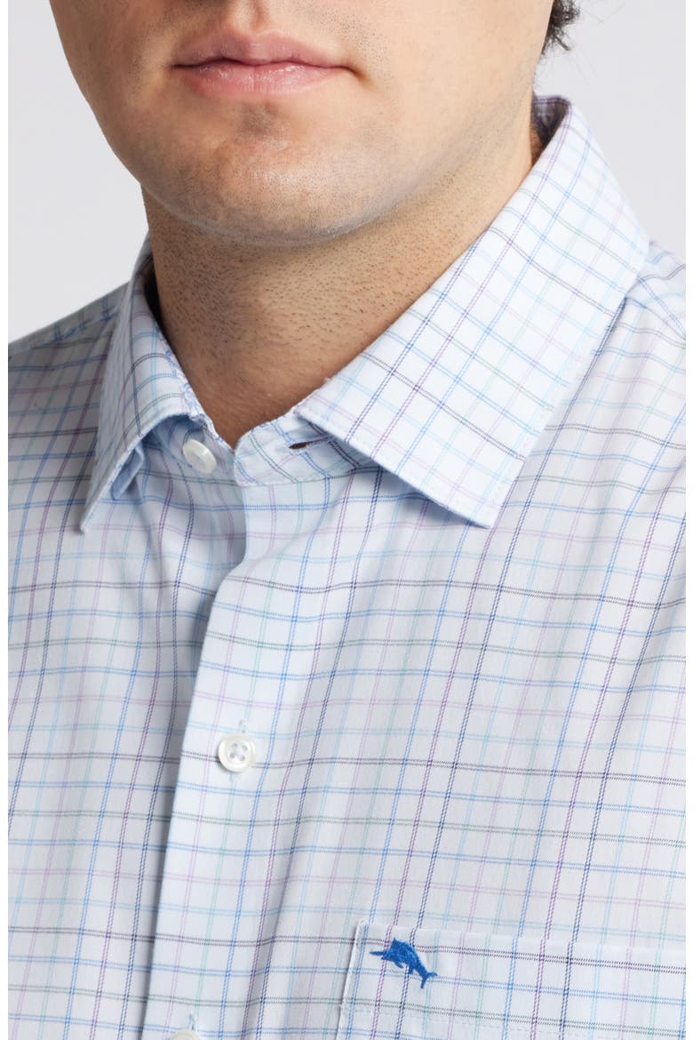 Sarasota Cabo Check Performance Button-Up Shirt, Alternate, color, CHAMBRAY BLUE