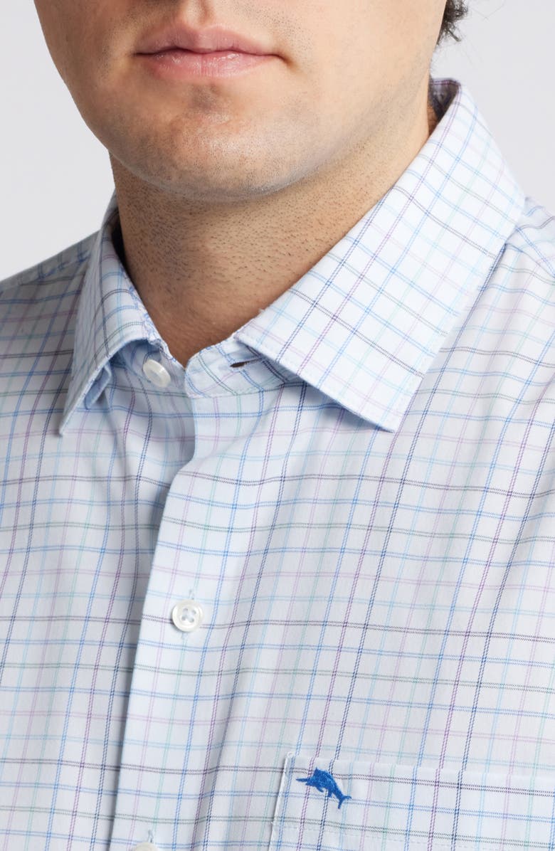 Tommy Bahama Sarasota Cabo Check Performance Button-Up Shirt, Alternate, color, Chambray Blue