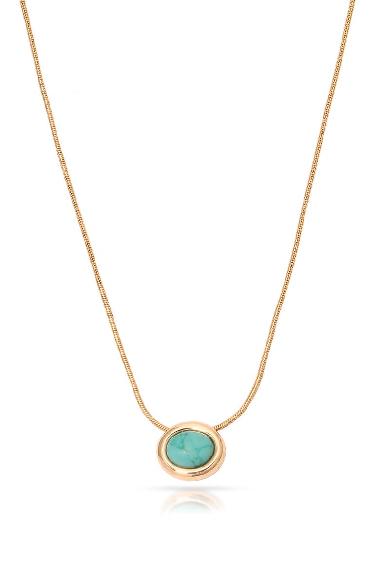 Semiprecious Stone Pendant Necklace, Main, color, TURQUOISE/ GOLD
