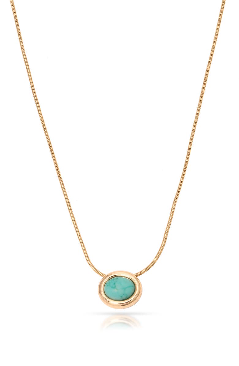 Ettika Semiprecious Stone Pendant Necklace, Main, color, Turquoise/ Gold