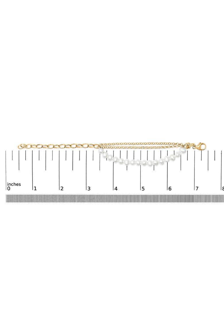 18K Yellow Gold Vermeil Cultured Pearl Station Link Bracelet, Alternate, color, Yellow Gold over Silver