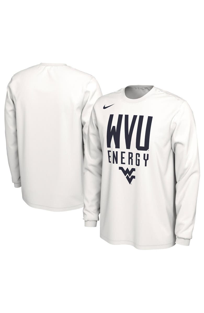 Nike Unisex Nike  White West Virginia Mountaineers 2024 On-Court Bench Energy Long Sleeve T-Shirt, Main, color, 