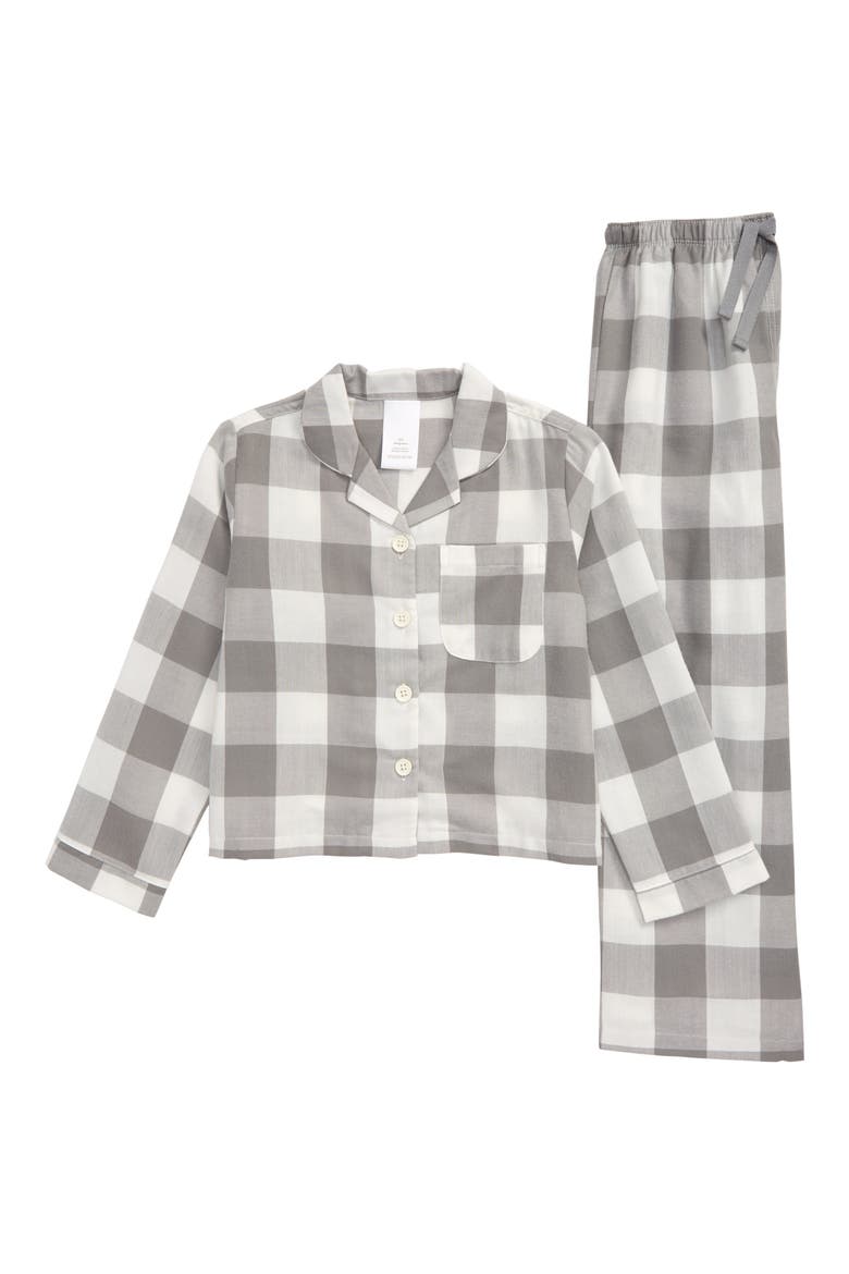 Two-Piece Flannel Pajamas, Main, color, GREY FROST CHECK
