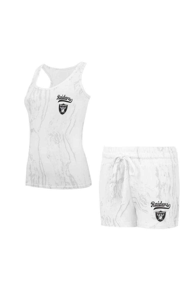 Women's Concepts Sport Las Vegas Raiders Quartz Hacci Knit Tank Top & Shorts Sleep Set, Main, color, Cream