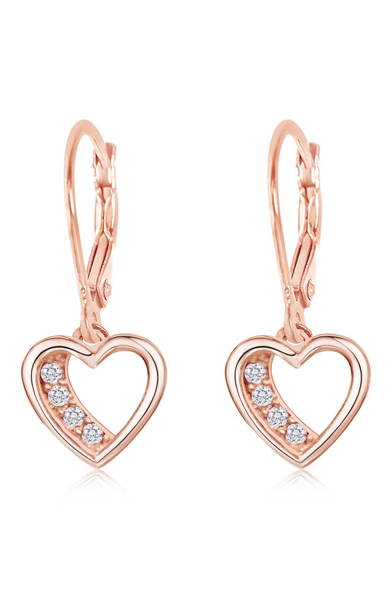 Kids' Heart Crystal Drop Earrings, Main, color, ROSE GOLD