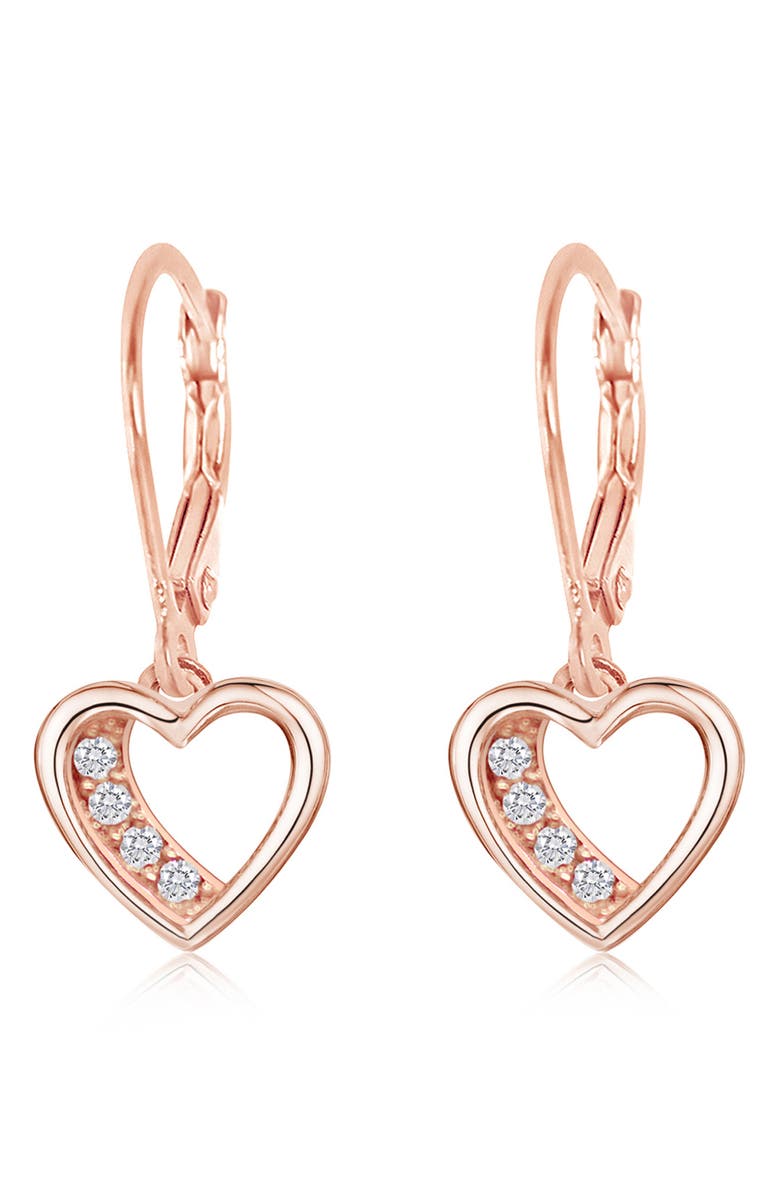 Chanteur Kids' Heart Crystal Drop Earrings, Main, color, Rose Gold
