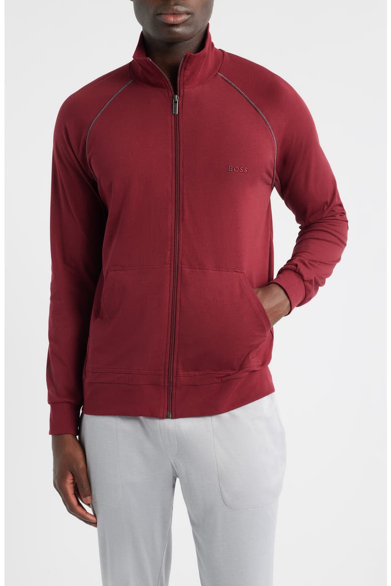 Mix Match Stretch Cotton Lounge Jacket, Main, color, DARK RED