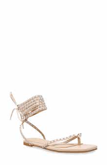 CHASE AND CHLOE Eve Studded Ankle Wrap Sandal