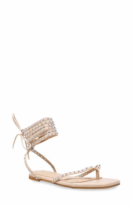 CHASE AND CHLOE Eve Studded Ankle Wrap Sandal