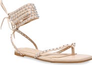 CHASE AND CHLOE Eve Studded Ankle Wrap Sandal