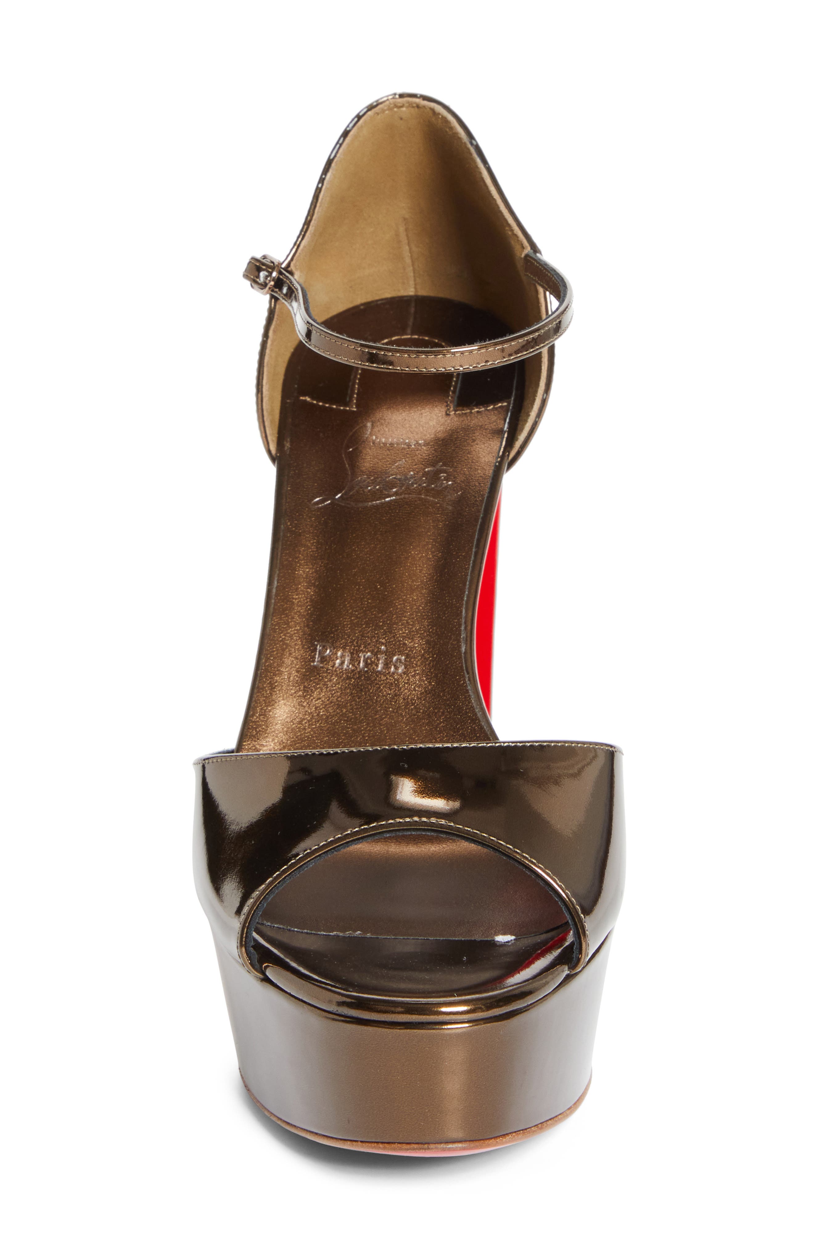 Christian Louboutin Sandaloo Metallic Peep-Toe Sandal, Alternate, color, Bronzo/ Bronzo