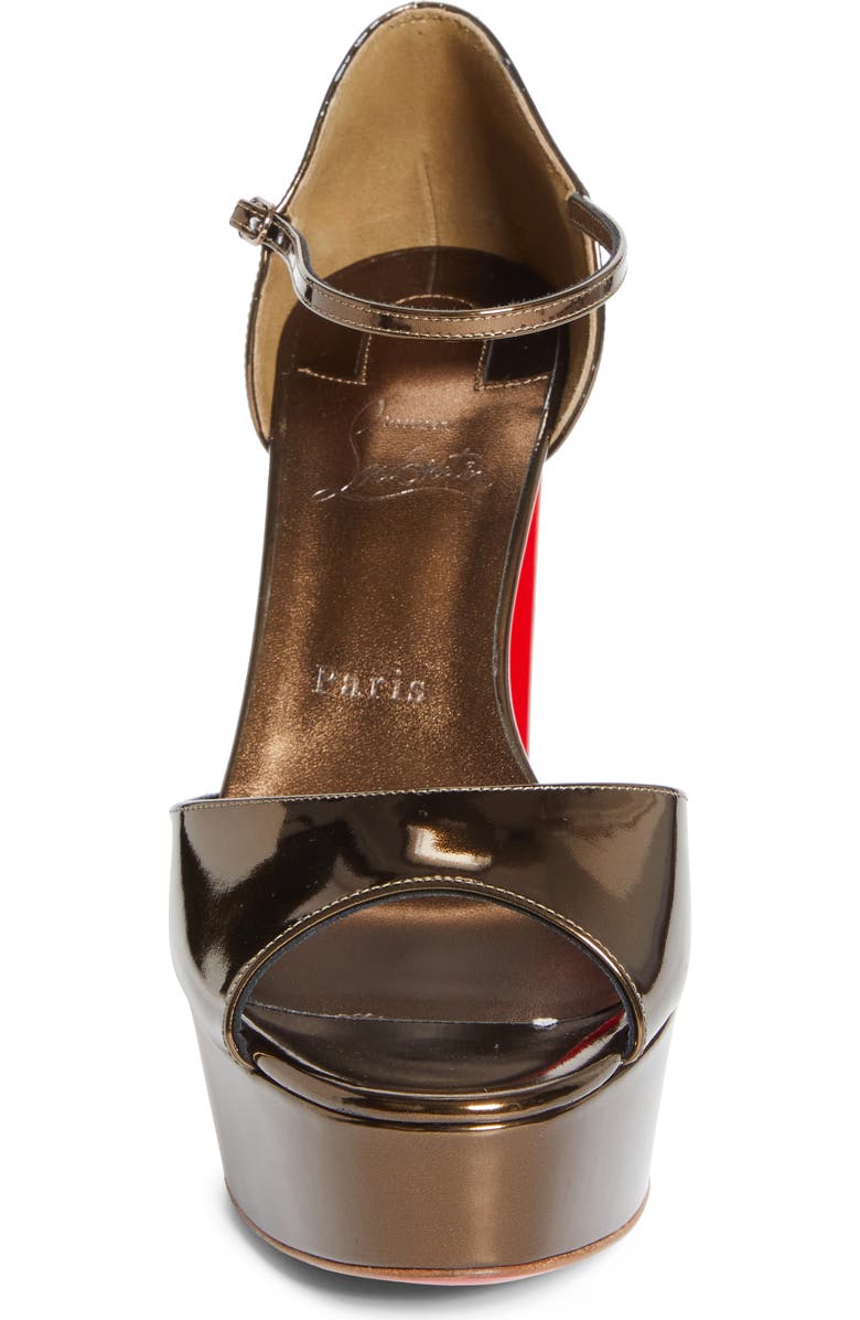 Christian Louboutin Sandaloo Metallic Peep-Toe Sandal, Alternate, color, Bronzo/ Bronzo