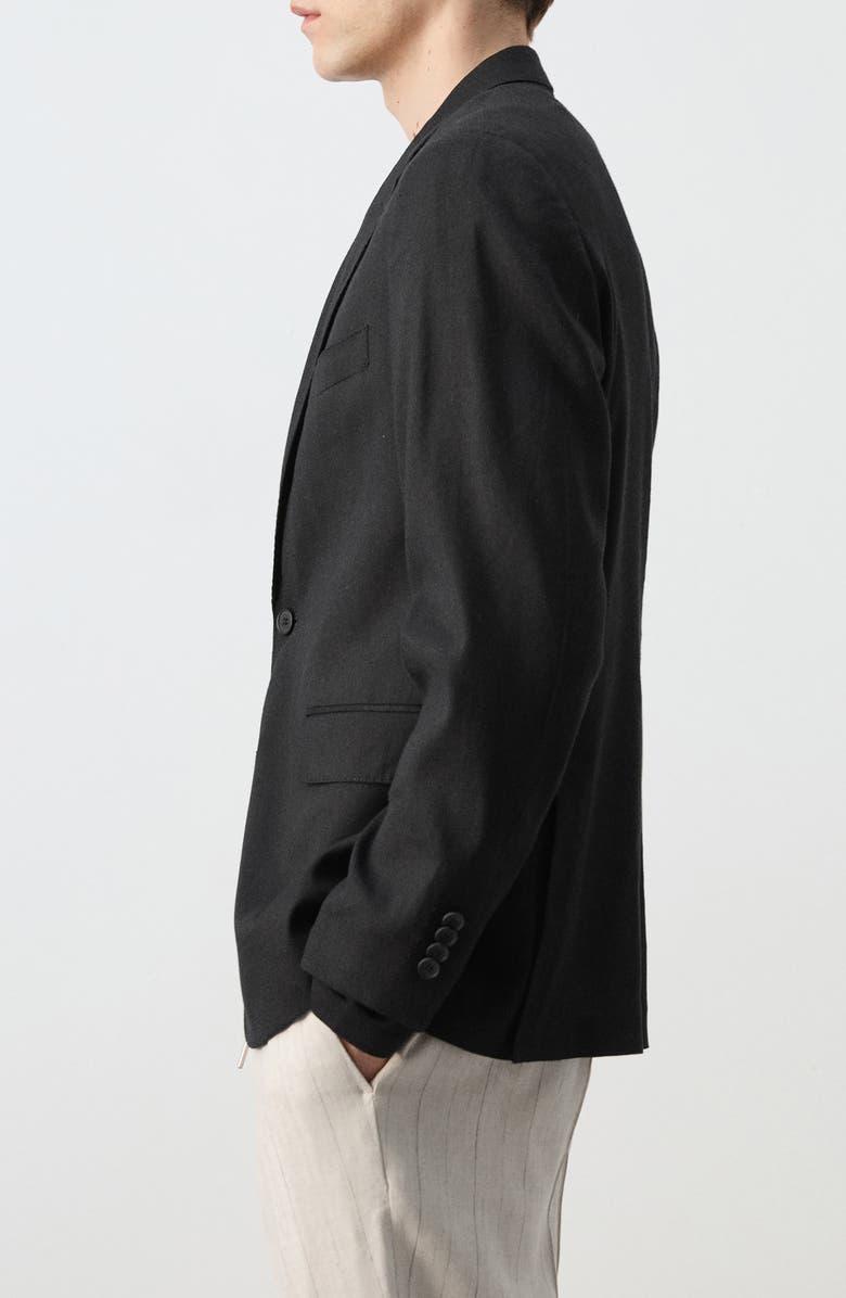 MANGO Slim Fit Linen Blend Sport Coat, Alternate, color, Black