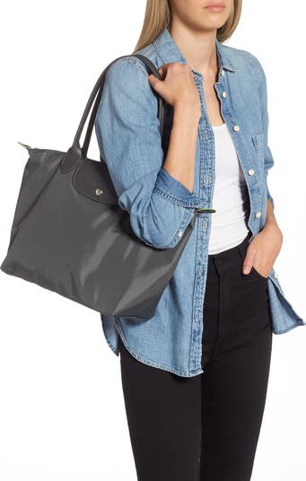 Medium Le Pliage Green Recycled Canvas Shoulder Tote Bag