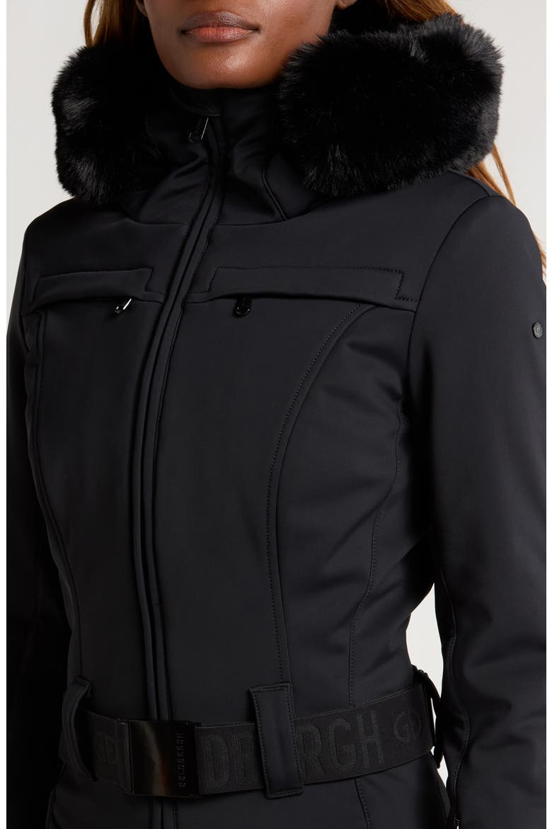 Parry Waterproof Snowsuit with Faux Fur Trim, Alternate, color, BLACK
