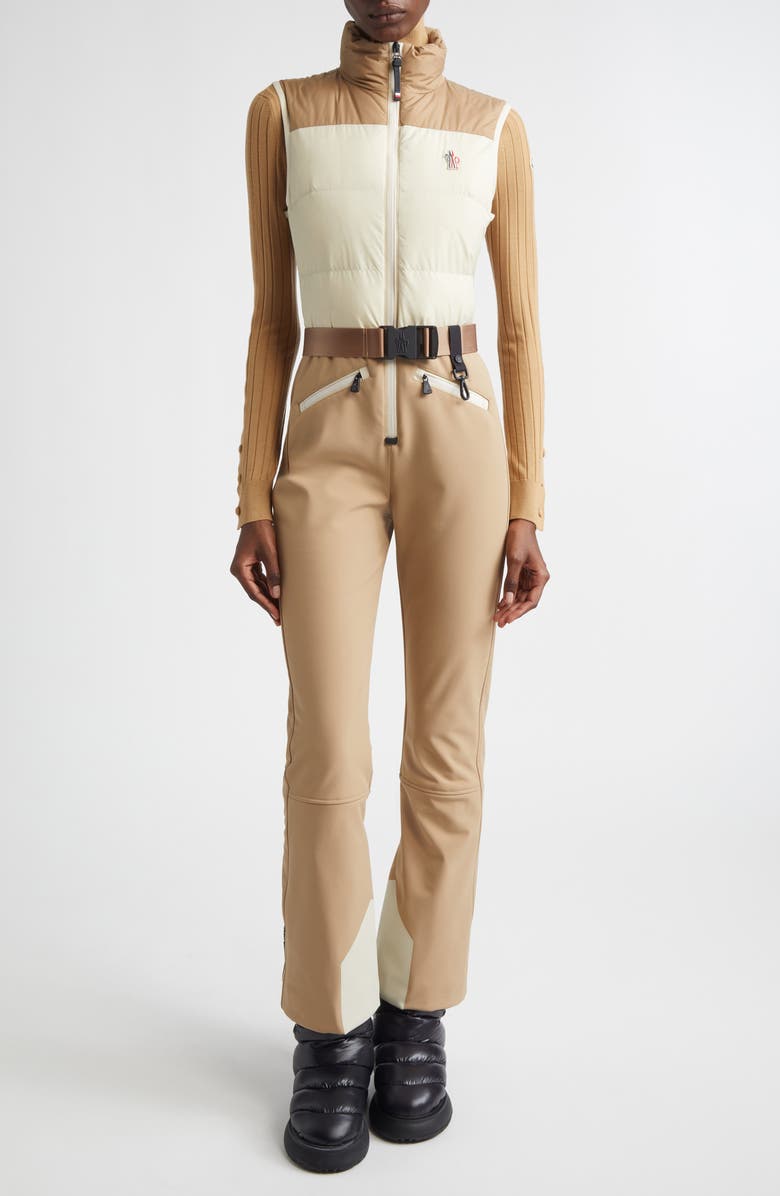 Moncler Grenoble Colorblock Down Ski Suit, Main, color, Neutral