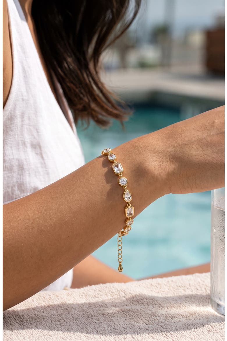 Amara 18k Gold Plated Cubic Zirconia Bracelet, Alternate, color, GOLD