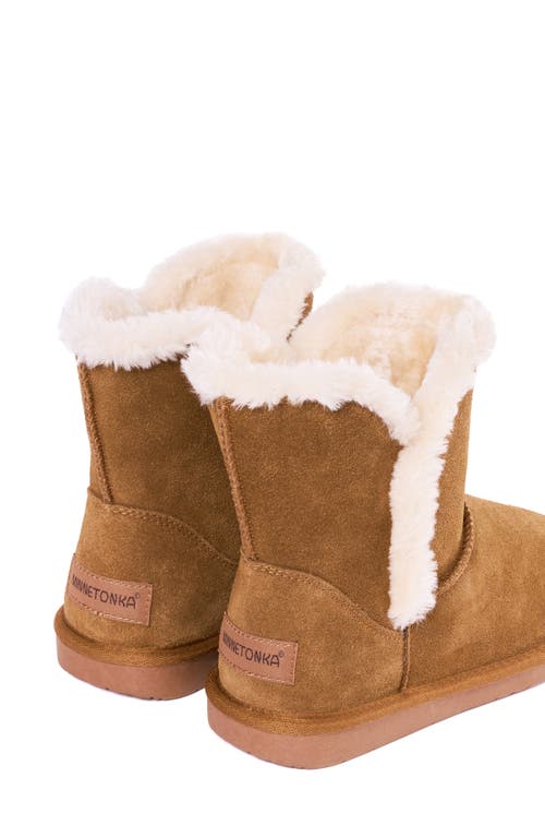 Minnetonka Milltown Water Resistant Faux Fur Bootie In Brown