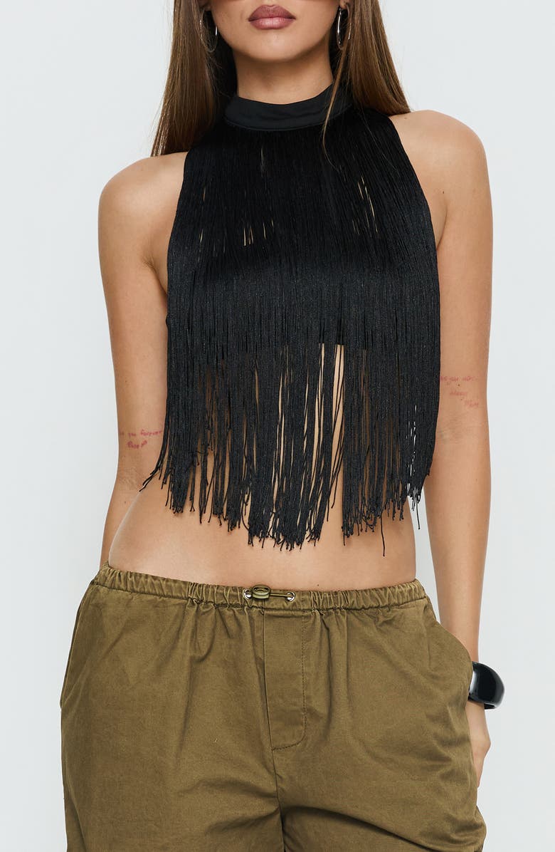 Princess Polly Zephyrine Fringe Halter Neck Bralette, Main, color,