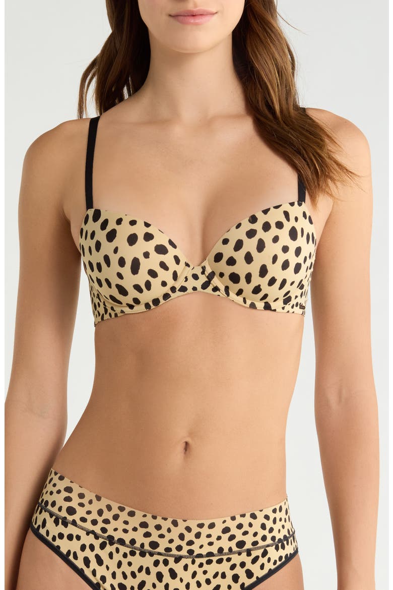 Soft N' Savage Padded Demi Bra, Main, color, CARMEL KISS BROWN WILD DOTS