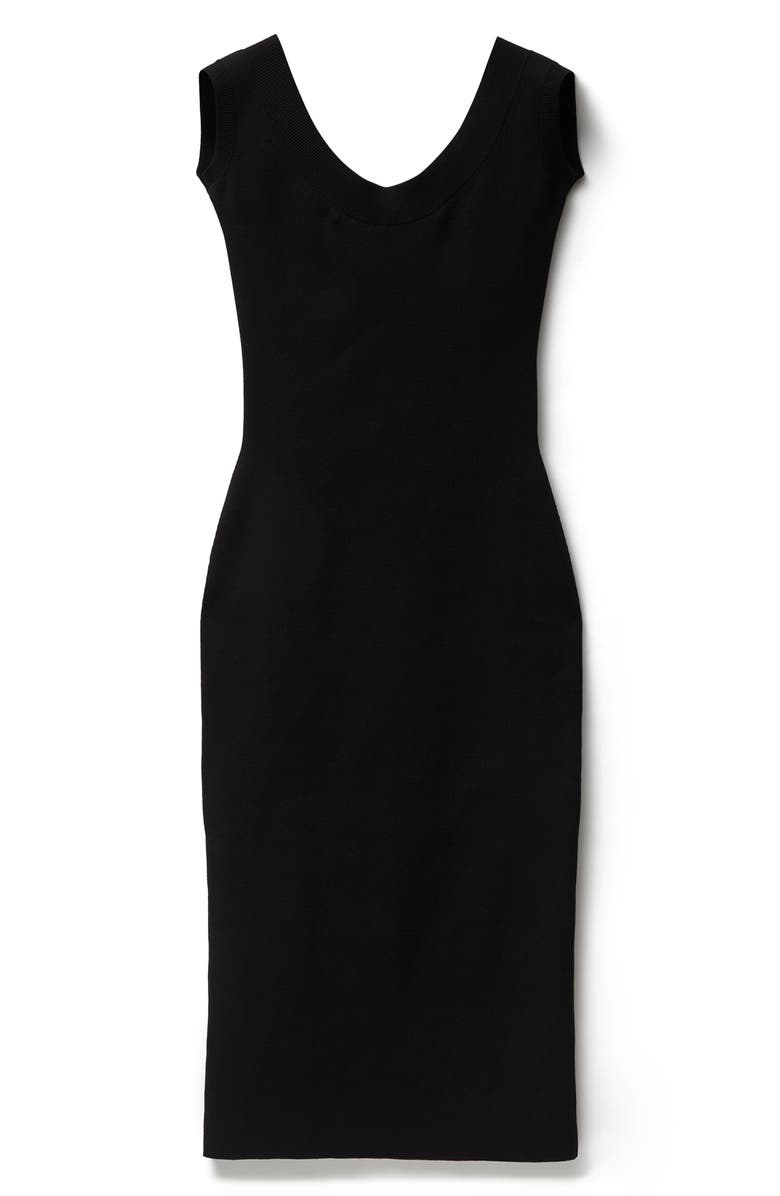 Versace Plunge Back Cotton Blend Sweater Dress, Alternate, color, Black