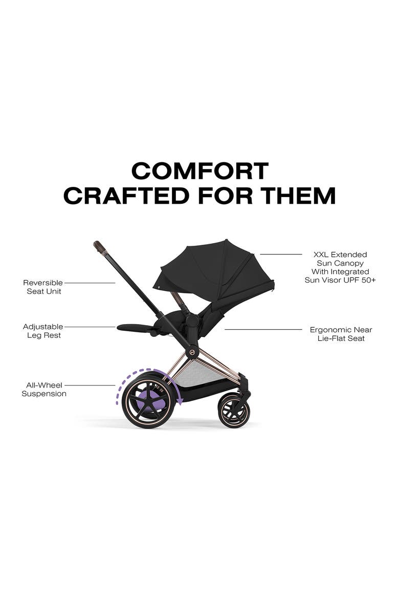 e-Priam Electronic Smart Stroller – Platinum Collection, Alternate, color, ROSE GOLD/ SEPIA BLACK
