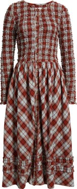 Damson Madder Posey Cardi Long Sleeve Organic Cotton Midi Dress