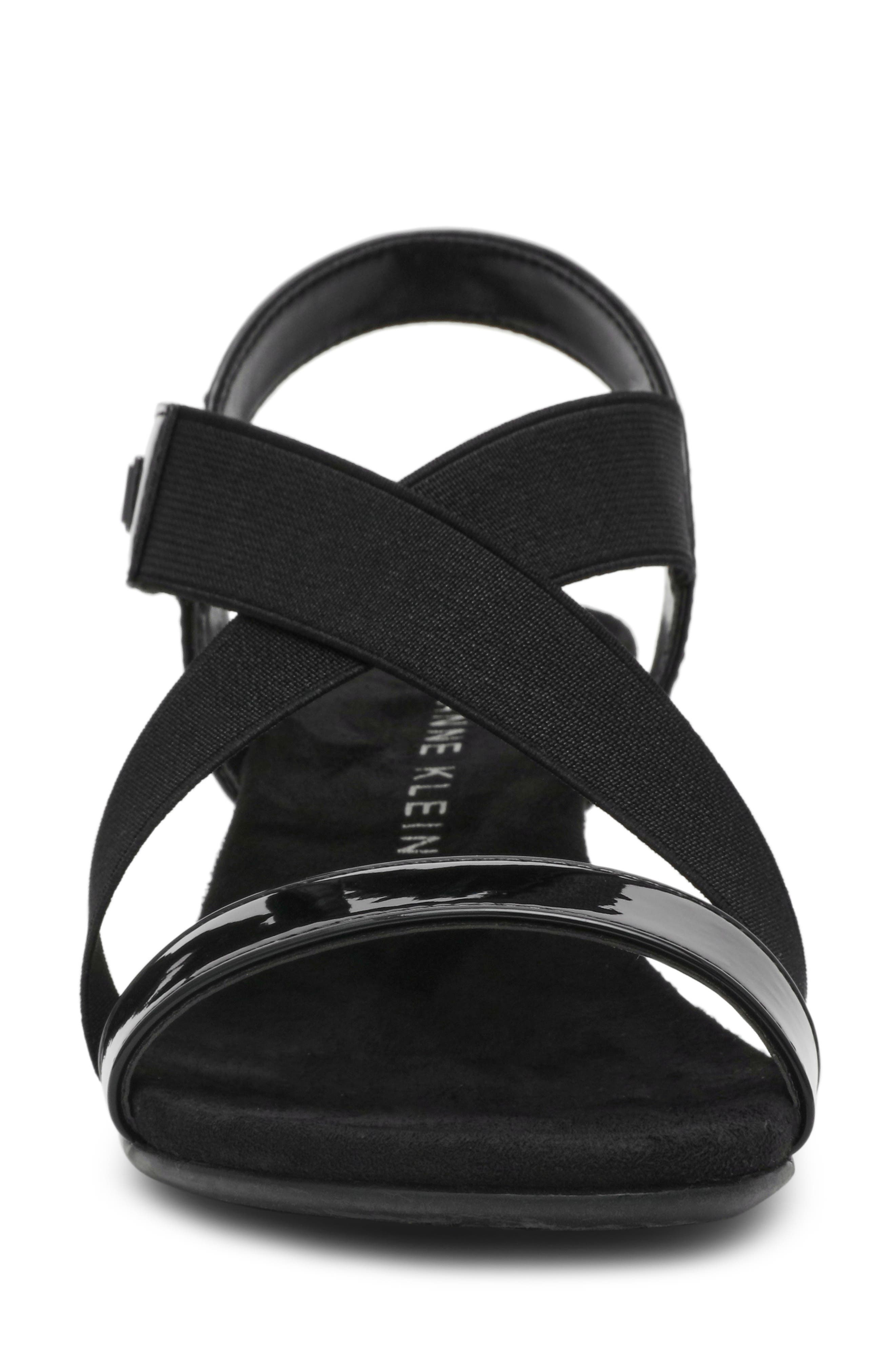 Anne Klein Bhoomi Wedge Sandal, Alternate, color, Black Stretch